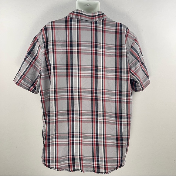 Harley Davidson Men's XL Gray & Red Plaid Short Sleeve Button Down, Embroidered - Picture 9 of 9